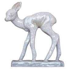 Rare austrian goldscheider art deco figurine by lorenzl c 1930s. Rare Bambi Sculpture Karlsruhe Majolica Figurine Ceramic Art Deco Bauhaus 1930s At 1stdibs