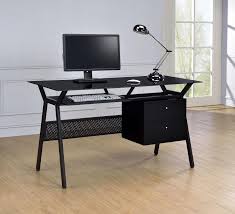 Metal And Glass Computer Desk With Two