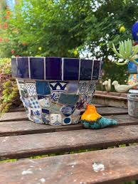 Mosaic Flower Pot In Shades With A