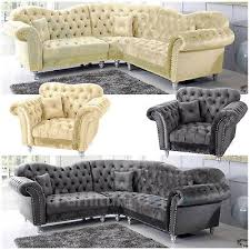 double corner sofa plush velvet grey