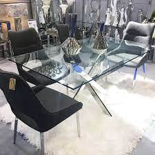 Glass Rectangular Dining Table 160cm