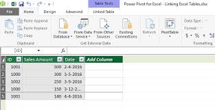 linking excel tables in power pivot