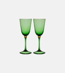 Rainbow Set Of 2 Wine Glasses In Green