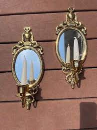 Vintage Brass Mirrored Wall Candle
