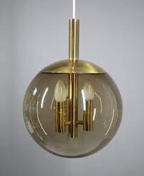 Brass Ceiling Light With Smoked Glass