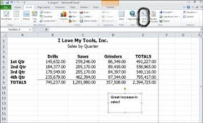 annotate with text bo in excel 2010