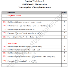 Cbse Class 11 Maths Algebra Of Complex