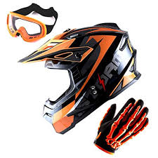 1storm Youth Motocross Helmet Bmx Mx Bike Helmet Teenager Racing Style Dot Sonic Orange Mx Goggles Mx Skeleton Gloves Bundle