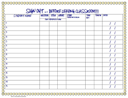 Classroom Bathroom Sign Out Sheet Template
