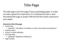 An APA format title page SlideShare