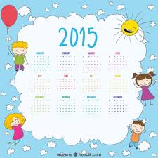 Calendario 2015 Con Dibujos De Niños Vector Gratis