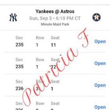 2 tickets astros vs yankees sept 3