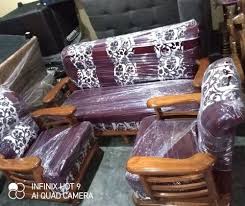5 seater designer teak wood sofa set