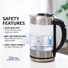 Ovente 7 Cup 1 7 L Silver Glass Electric Kettle With Prontofill Technology Fill Up With Lid On