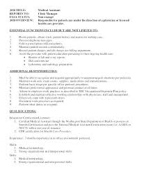 Medical Assistant Duties For Resume Resume For Office Assistant