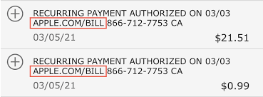 apple com bill means on your bank statement