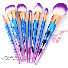 7pcs set unicorn thread makeup brushes set luxury blue diamond rainbow hair brush