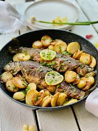 rainbow trout with potatoes and spring