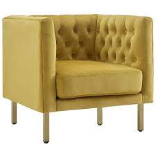 Both the original upholstery as the interior are still in excellent. Bendell Yellow Velvet Tufted Accent Club Chair With Gold Legs At Home