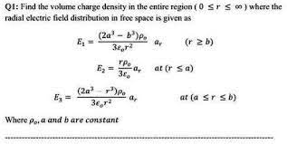 Solved Find The Volume Charge Density