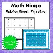Step And Two Step Equations Bingo