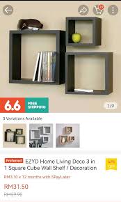 3in1 Square Cube Wall Shelf Furniture
