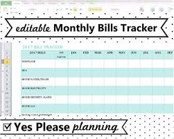 2019 Monthly Bill Tracker Home Utilities Bill Payment Log Printable Checklist Editable Excel Spreadsheet Template Yearly Bill Organizer