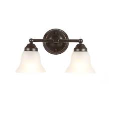 Hampton Bay Ashhurst 2 Light Oil Rubbed Bronze Vanity Light With Frosted Glass Shades Egm1392a 3 Orb The Home Depot