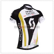 2014 Team Scott Biking Apparel Riding Jersey Top Shirt Maillot Cycliste White Black Yellow