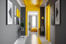 grey wall with a yellow accent