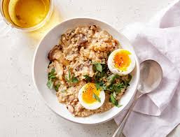 savory oats with mushrooms and egg