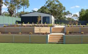 Concrete Sleeper Retaining Walls With Steps