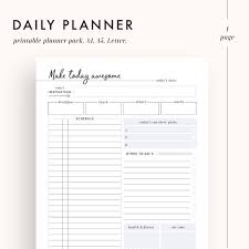 Daily Planner Day Planner Daily Organizer Daily Schedule Etsy