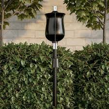 outdoor torch lamp 45 black metal fuel canister flame light for citronella with fiberglass wick adjustable height for backyard patio by pure garden