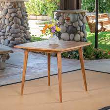 Noble House Stamford Square Wood Outdoor Dining Table With Straight Legs In Teak
