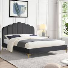 Grey Corrine Velvet Bed Frame