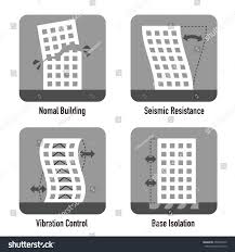 Earthquake Resistant Structure Contrast Icon Set Stock