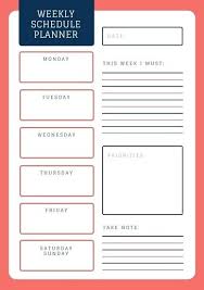 Free Work Schedule Templates For Word And Excel Weekly Planner Xls