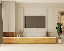 Compact Tv Cabinet With A Wooden Finish
