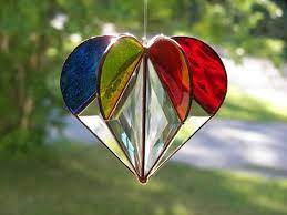 Stained Glass Rainbow Heart Stained