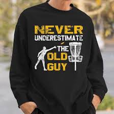 old guy disc golf golfer throwing gift