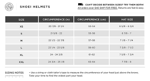 Shoei Helmet Sizes Chart Panamerican Electronics