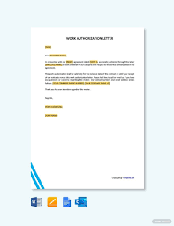 work authorization letter template in