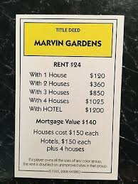 monopoly marvin gardens le deed card