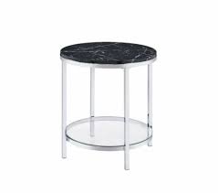 Metal Frame End Table Faux Black Marble