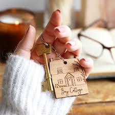 Personalised Wooden House Keyring