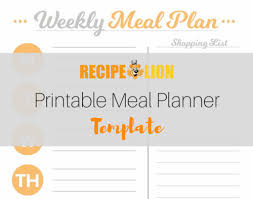 Printable Meal Planner Template Recipelion Com