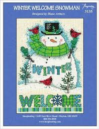 Amazon Com Winter Welcome Snowman Cross Stitch Chart And