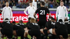 All blacks perform the haka following their rugby world cup trophy presentation. Haka Owen Farrell Says England Had To Stand Up To New Zealand In Semi Final Bbc Sport