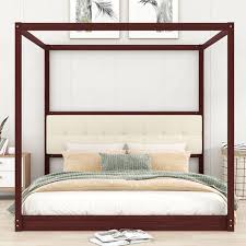 Queen King Size Canopy Bed W Headboard